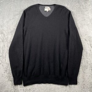 1901 Sweater Mens Size XXL Black 100% Cashmere V-Neck Long Sleeve Knit Soft